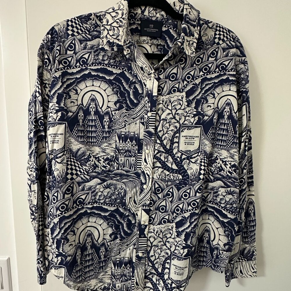 Scotch & Soda Storytelling Button Down Pearl Snap Shirt